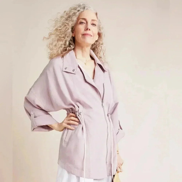 Anthropologie-Danuta Cupro Oversized Utility Jacket Mauve Size XS/S - Picture 2 of 13